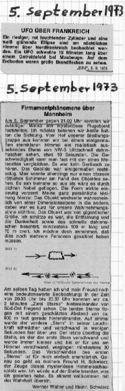 1973-09-a-Werner´s UFO-Beobachtung in den UFO-Nachrichten