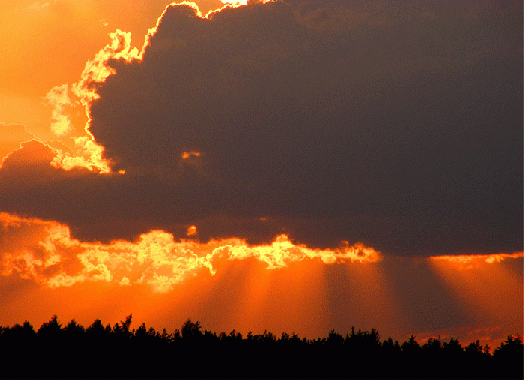 2009-08-gcdg-Sonnenstrahleneffekt bei Sonnenuntergang - Odenwald