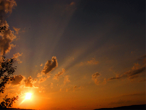 2009-08-gff-Sonnenstrahleneffekt bei Sonnenuntergang - Odenwald