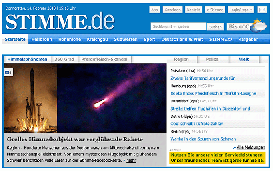2013-02-hna-Re-Entry von M-18M-Progress-Treibstufe lu00f6st UFO-Melde-Flap aus (siehe Blog-Beitrag)